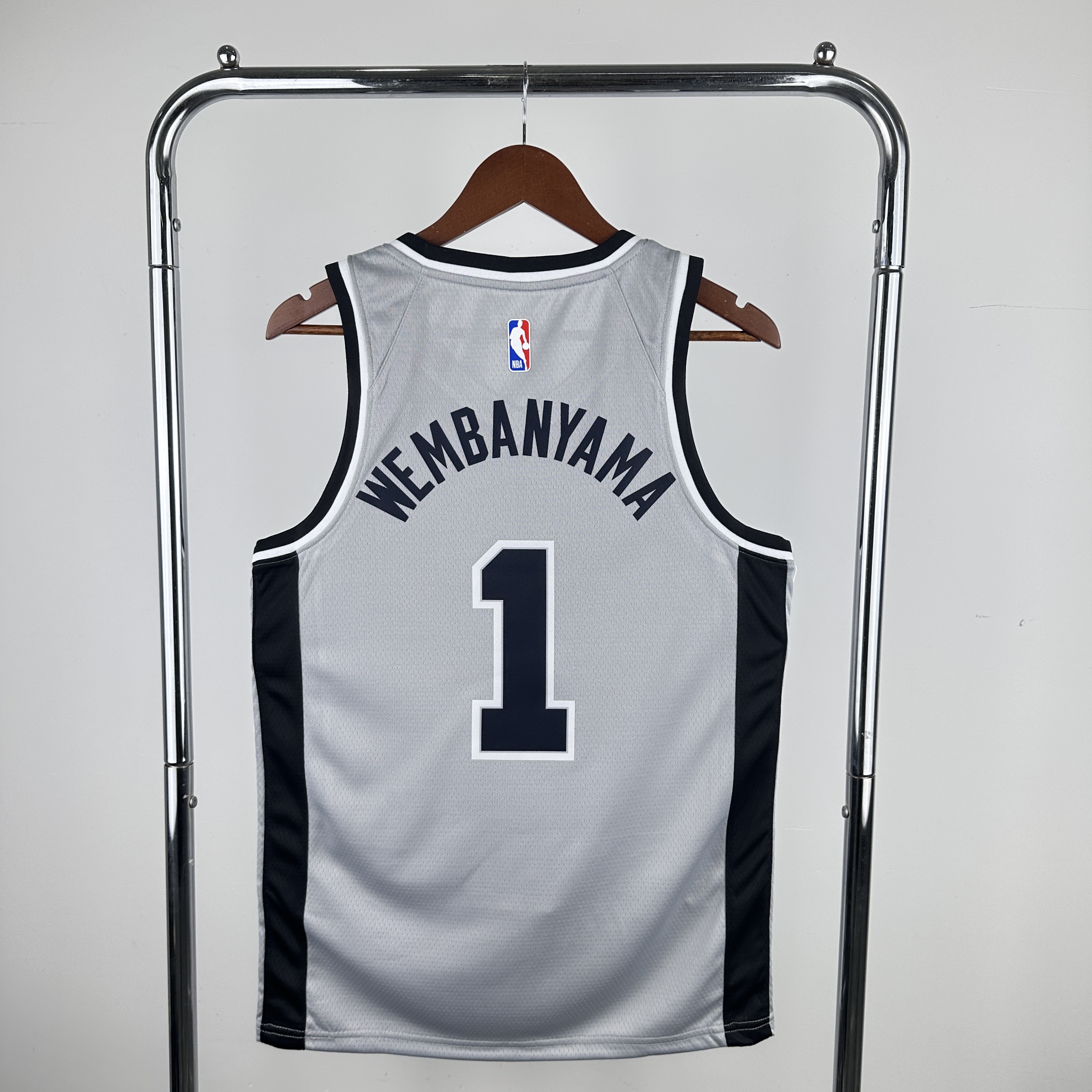 Men San Antonio Spurs #1 Wembanyama Grey NBA 2024 Jersey->->